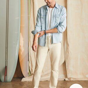 Faherty slim/straight denim 28Wx30L stone new with tags never worn organic cotto